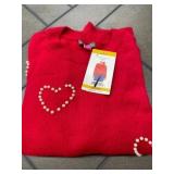 Red Heart Sweater with Pearl Embellishments