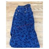 Blue Leopard-Print Slim Ankle Jeans