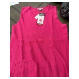 Pink Sleeveless Pleated Dress, Size X-Large