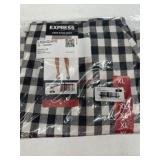 Black and White Checked Linen Blend Skirt, Size XL