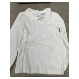 White Long-Sleeve Top with Scalloped Collar