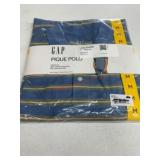 Gap Pique Polo Shirt, Blue with Stripes