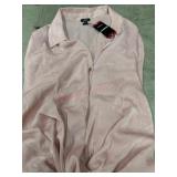 Blush Pink Long-Sleeve Satin Shirt, XL