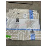 Tan and White Striped TENCEL Camp Shirt, Size L