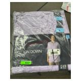 Purple Linen-Blend Button-Down Shirt