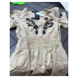 French Connection Tan Embroidered Dress - XS