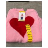 Pink Knit Sweater with Red Heart Design, Medium