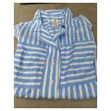 Blue and White Striped Button-Up Shirt