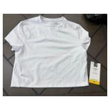 Women's White Cropped Tee, Size M