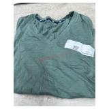 Women's Green V-Neck T-Shirt, Size Small