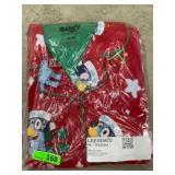 Red Holiday Pajama Set with Cartoon Penguin Design