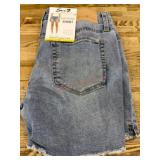Denim Fray Hem Shorts, Size 8