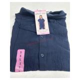 Women's Blue Gauze Knit Shirt, Small