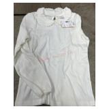 Girls' White Long-Sleeve Top with Peter Pan Collar