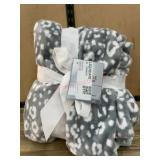 Gray and White Fleece Blanket