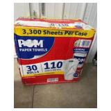 Case of Pom Paper Towels with 30 Rolls