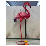 Red Metal Flamingo Lawn Ornament