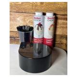 Margarita salt and lime juice container. Stir