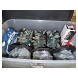 Tote of Christmas lights and decorations