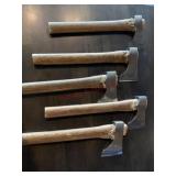 5 wooden axes
