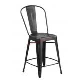 3 Flash Furniture Distressed Black Metal Stool