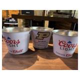 3 coors light Purdue beer buckets