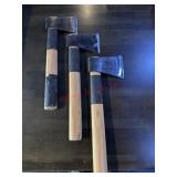 3 wooden axes