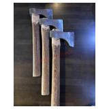 3 wooden axes