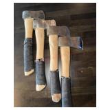 4 wooden axes