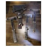 3 metal axes with sheeth