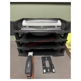 Plastic organizer. Stapler. 3 hole punch