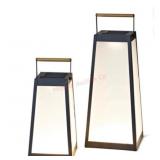 Two Metal Lanterns with Soft Glow Lighting