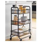 Three-Tier Rolling Metal Storage Cart