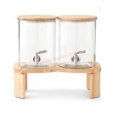 Dual Glass Beverage Dispensers with Wooden Lids