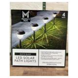 4 Matte Black LED Solar Path Lights