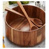 Wooden Salad Bowl with Servers
