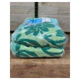 Two Green Floral Beach Towels