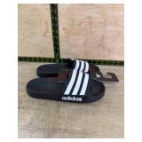 Adidas Black Slides with White Stripes