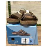 Women's Brown Buckled Sandals, Size 9