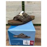 Women's Slip-On Sandals with Buckle Straps, Size 1