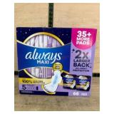 Always Maxi Pads with Leak Protection, 66 Ct