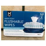 Flushable Wipes in Fresh Scent, 540 Count