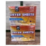 Twin Pack Fresh Scent Dryer Sheets, 480 Count