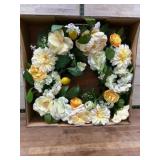 Artificial Floral Wreath With Mixed Blossoms
