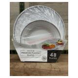 48 White Premium Plastic Plates