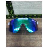 Blue Mirrored Sports Sunglasses Shield