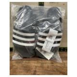 Black and White Slide Sandals, Size 8