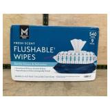 Flushable Wipes with Fresh Scent, 540 Count
