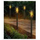 Solar Mini Tiki Torches, Black Finish, 6-Pack