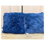 Two HGTV Home Blue Faux Fur Pillows (22x22)